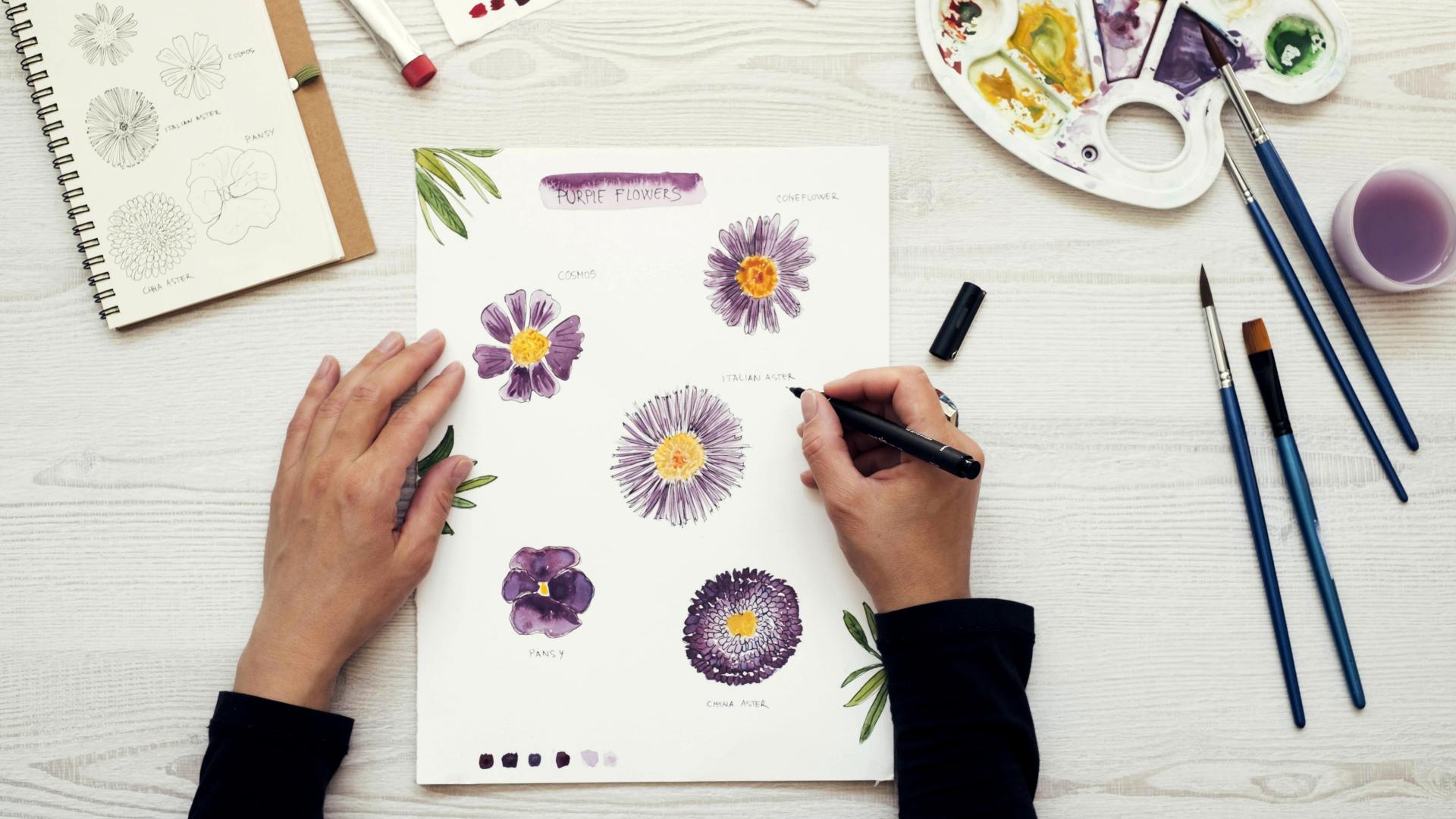 DIY Blogger zeichnet einige Blumen