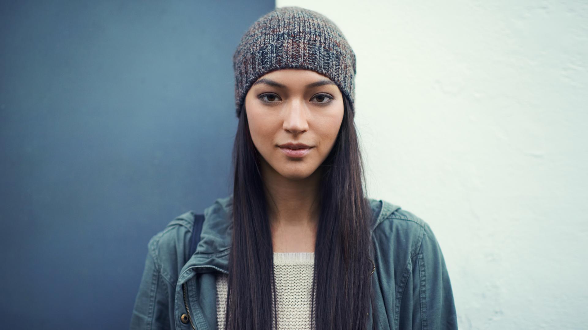 Frau Mütze Beanie Haare Cool Hipster