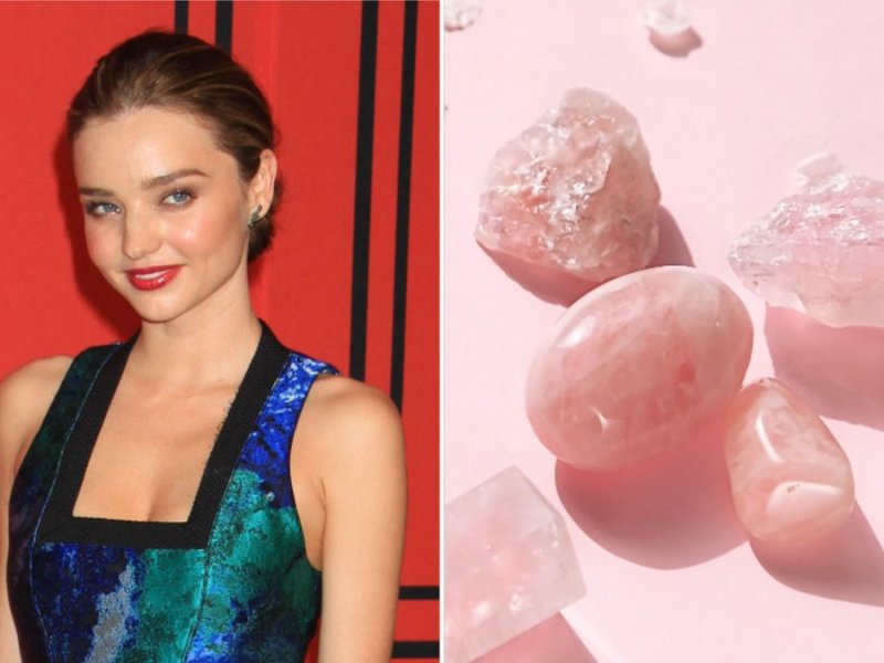 Miranda Kerr verwendet Rosenquarz in jedem Produkt ihrer "Kora Organics"-Linie. © KGC-146/starmaxinc.com/ImageCollect / ju_see/Shutterstock.com