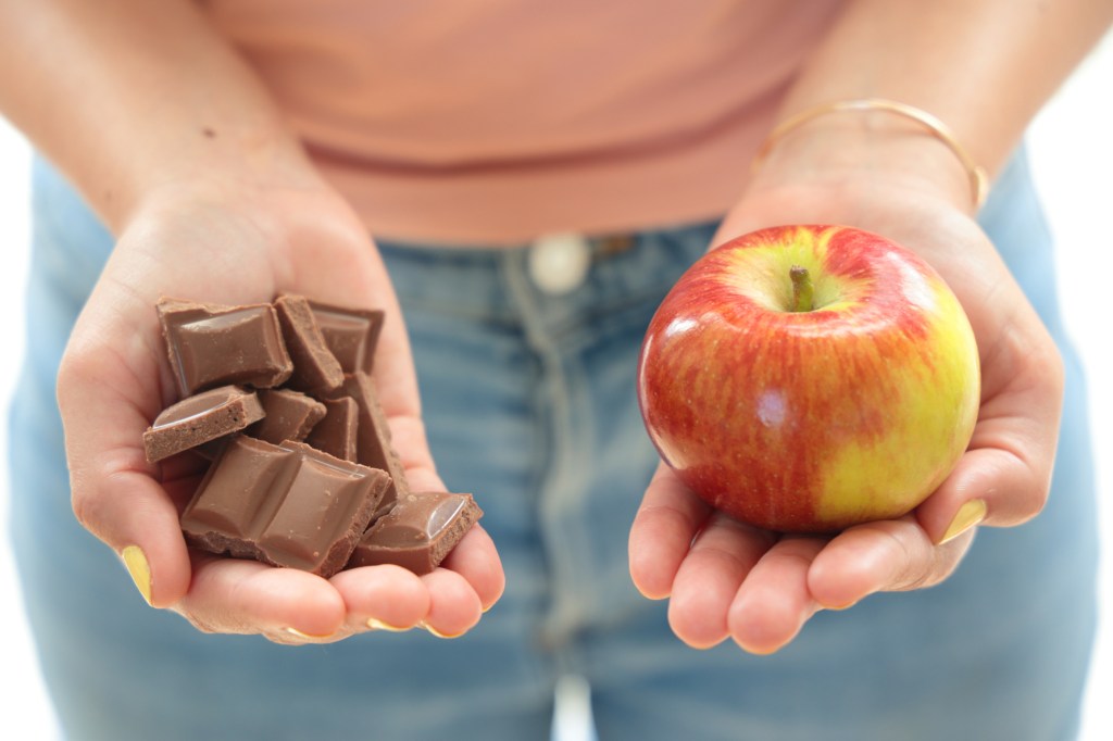 Schokolade oder Apfel