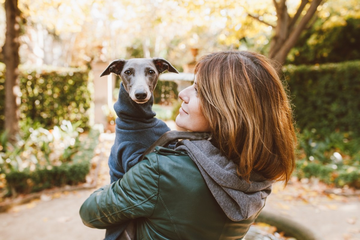 Frau mit Italian Greyhound