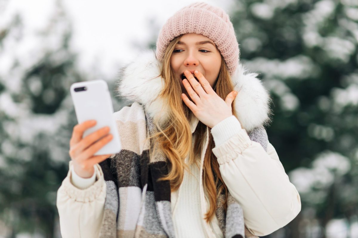 Frau Selfie Winter