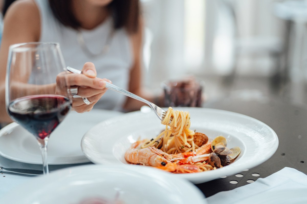 Pasta Meeresfrüchte Rotwein