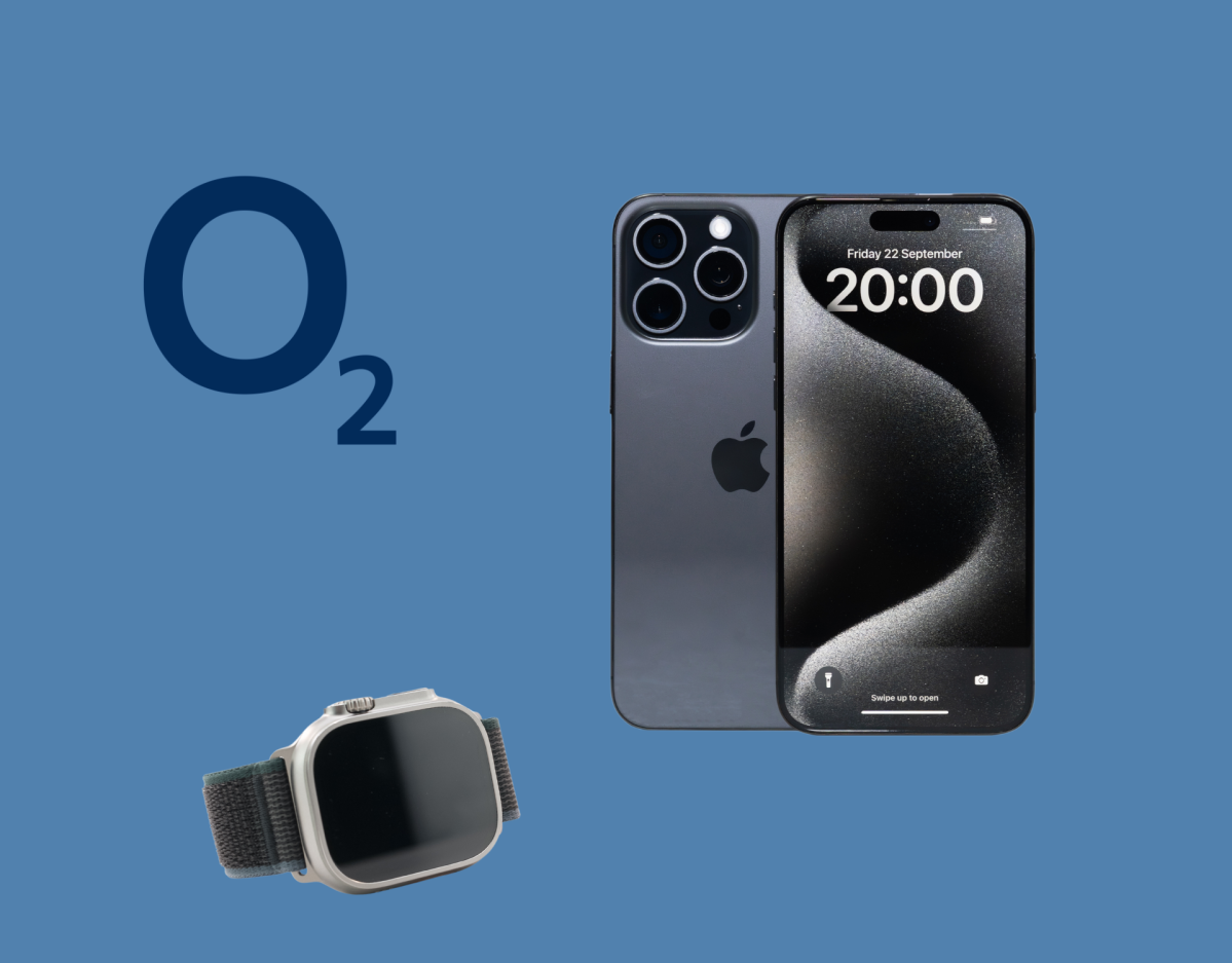 iPhone 15 pro % Apple Watch Ultra 2 O2