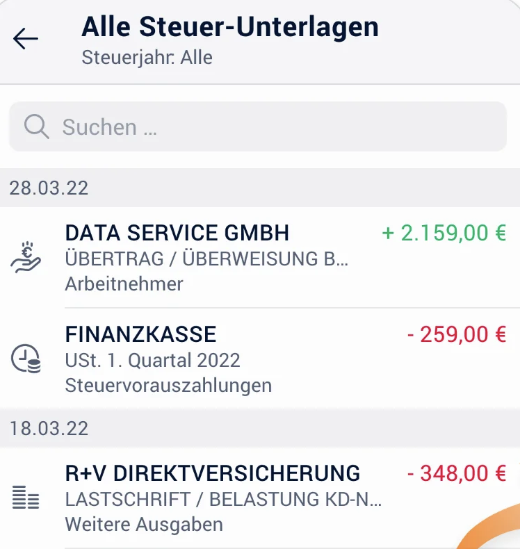 Ausgaben in der Finanz-App.