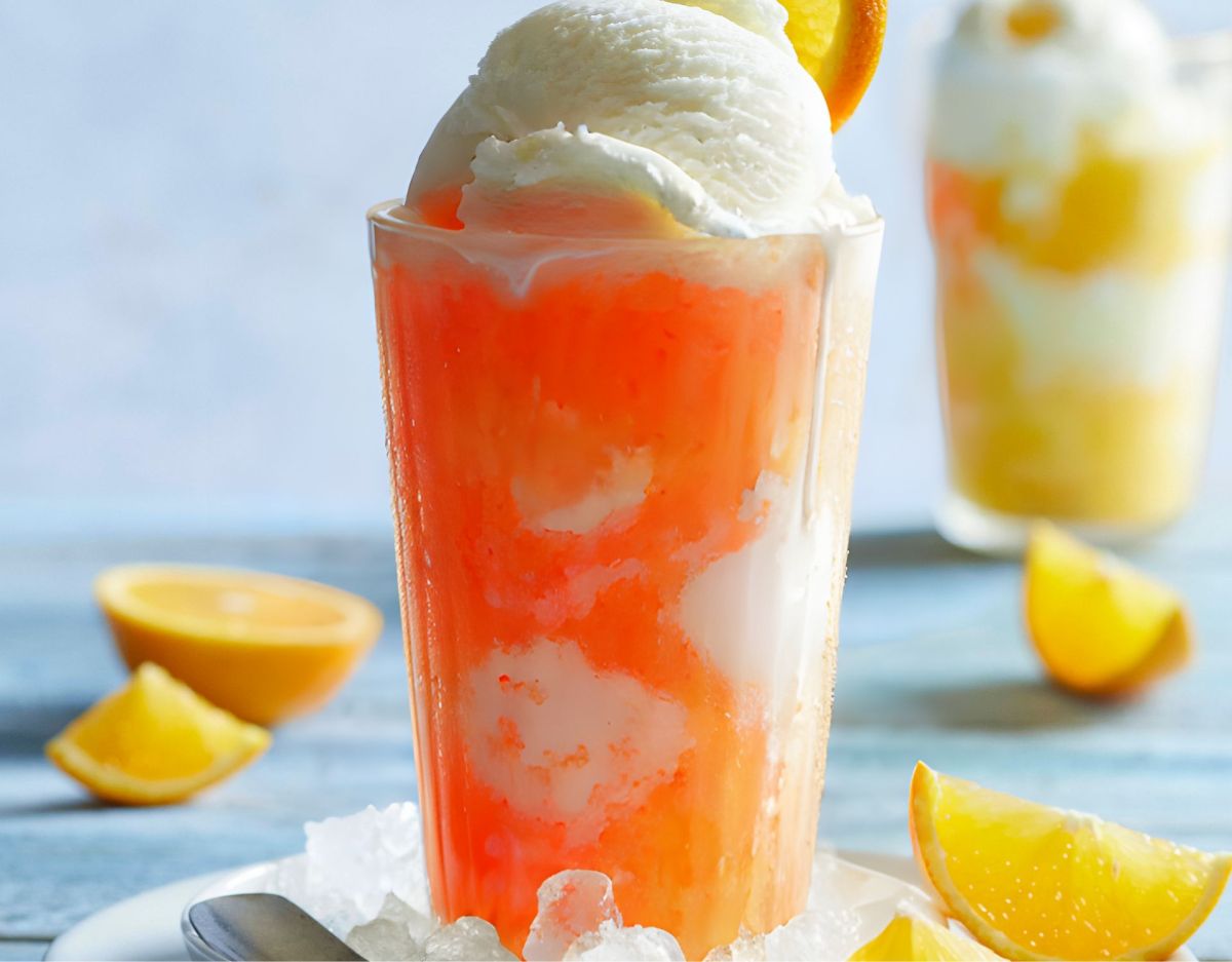 Aperol Ice Cream Float: Aperol und Vanille-Eis