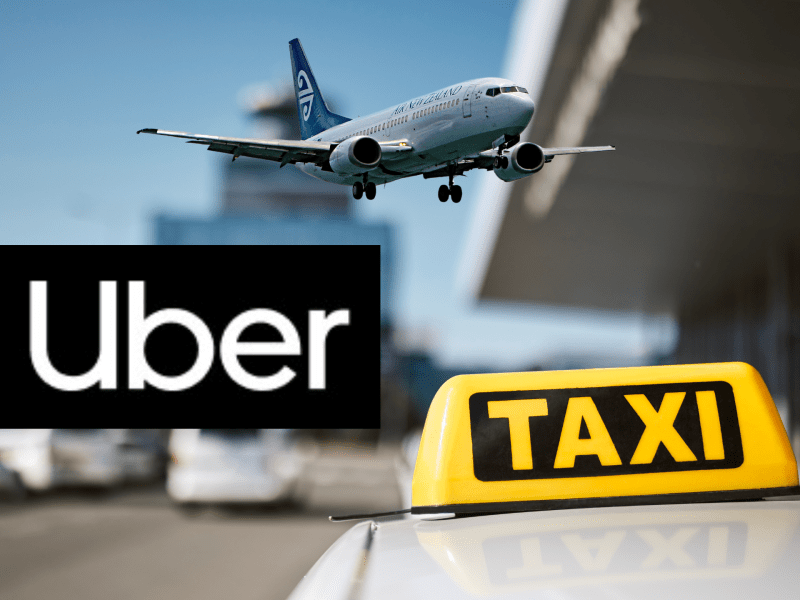 Flugzeug, Uber und Taxi