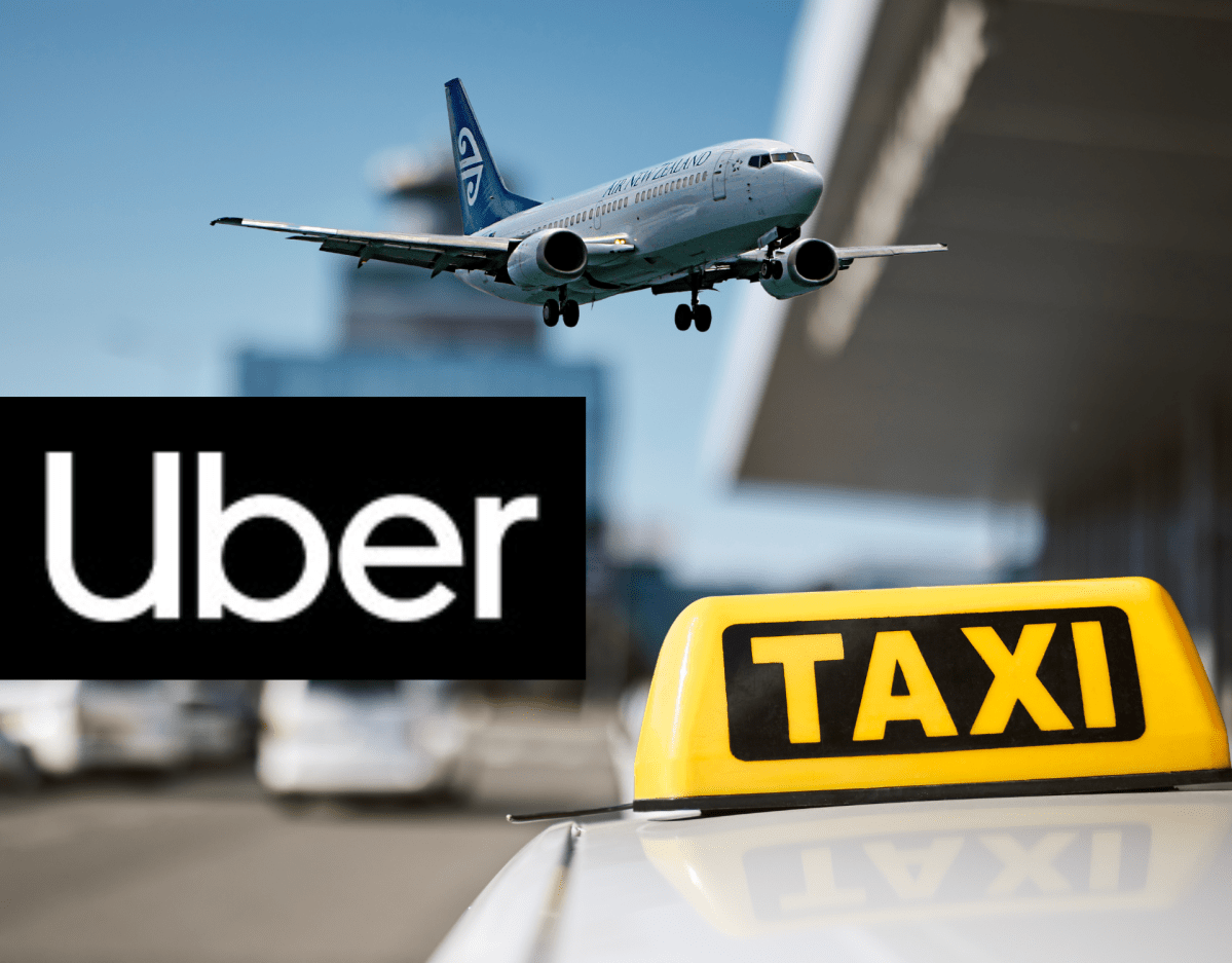 Flugzeug, Uber und Taxi