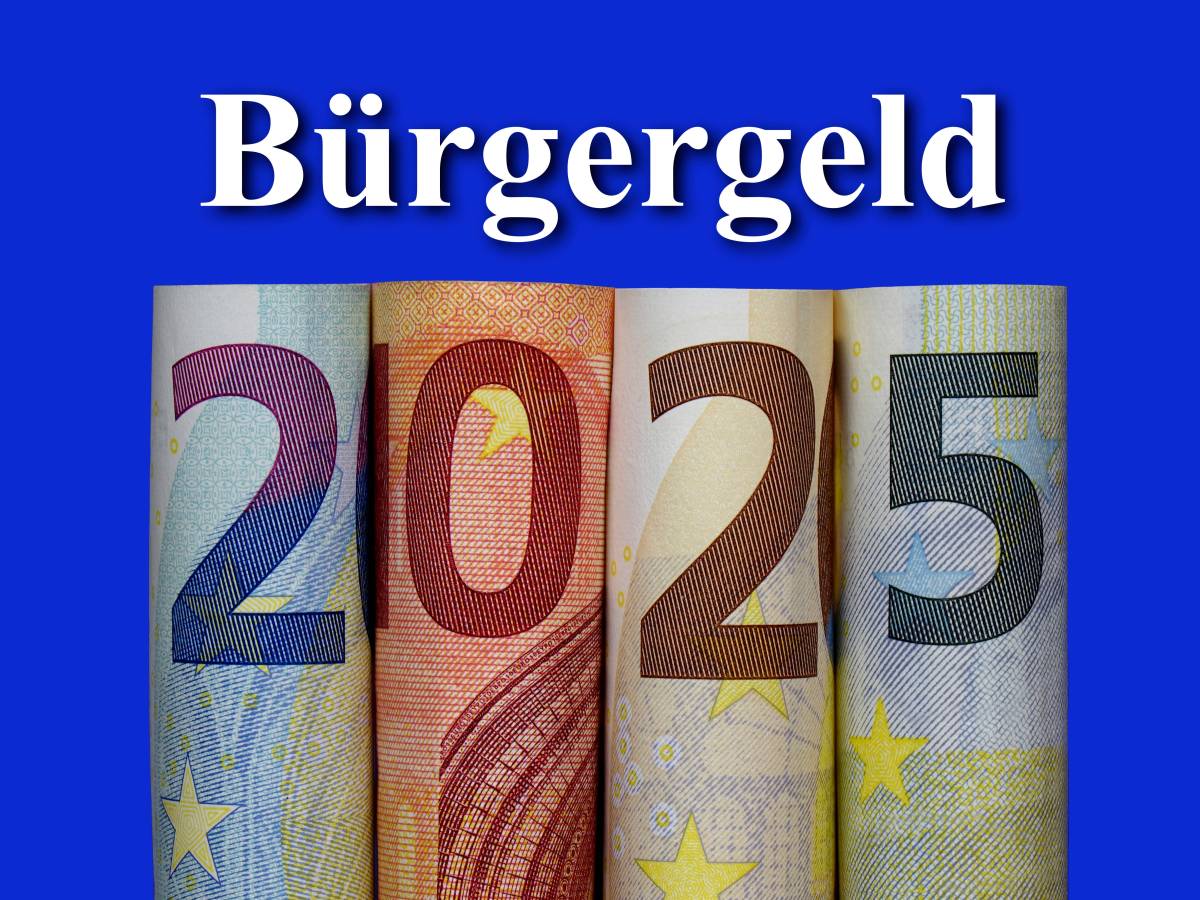 Mit Geldscheinen wurde das Jahr 2025 geschrieben. Darüber steht das Wort "Bürgergeld".