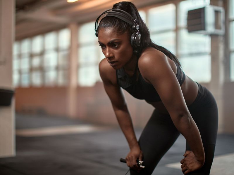 STairmaster Training: Frau Gym Kopfhörer Workout